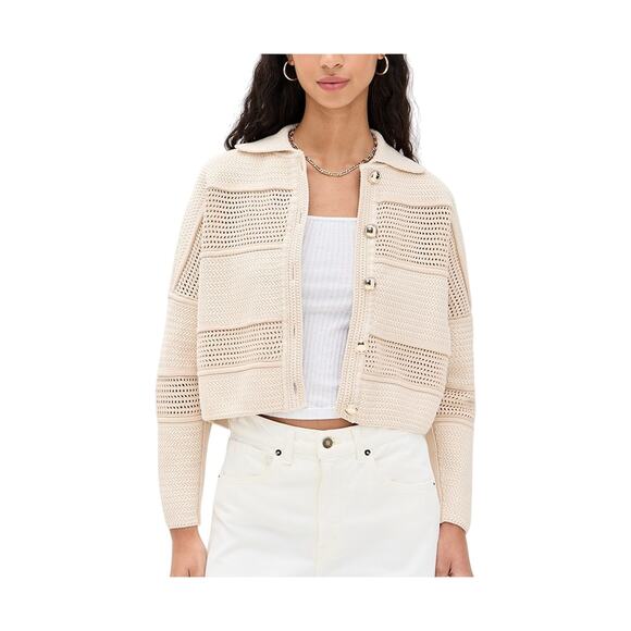 ba&sh Sweaters - Ba&Sh 'Val' Beige Cotton Cardigan Size L